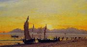 Albert Bierstadt Boats Ashore at Sunset Norge oil painting reproduction